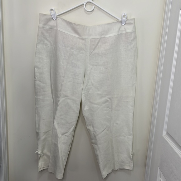 Vintage 100% linen off white Capris Shorts Plus Size 20 - Picture 2 of 8